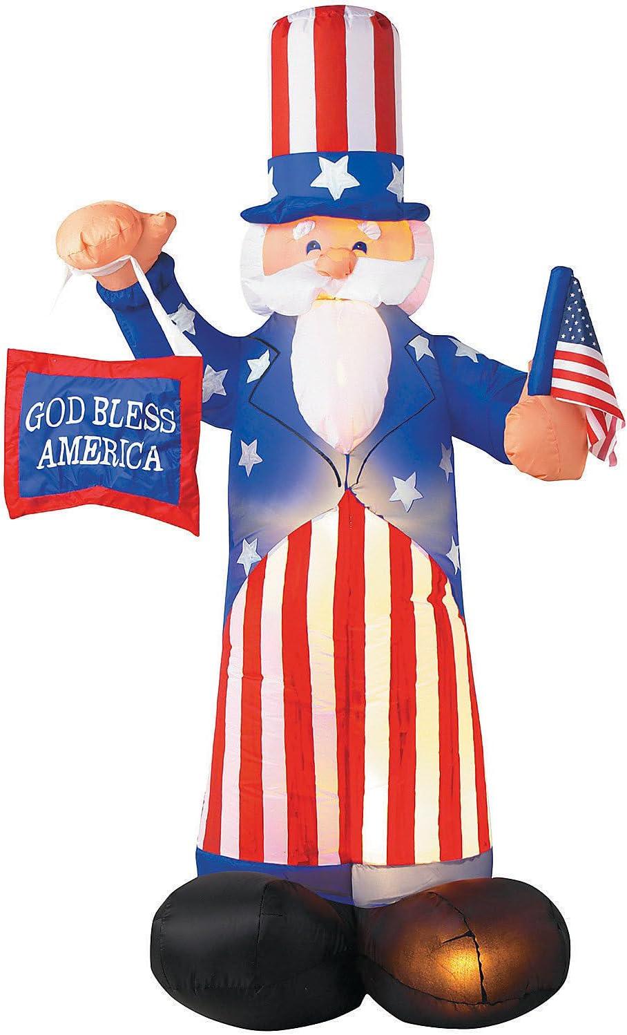 Patriotic Inflatable Uncle Sam with LED Lights - 6 ft