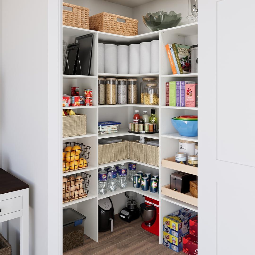 55 in. W White Wood Pantry Corner System