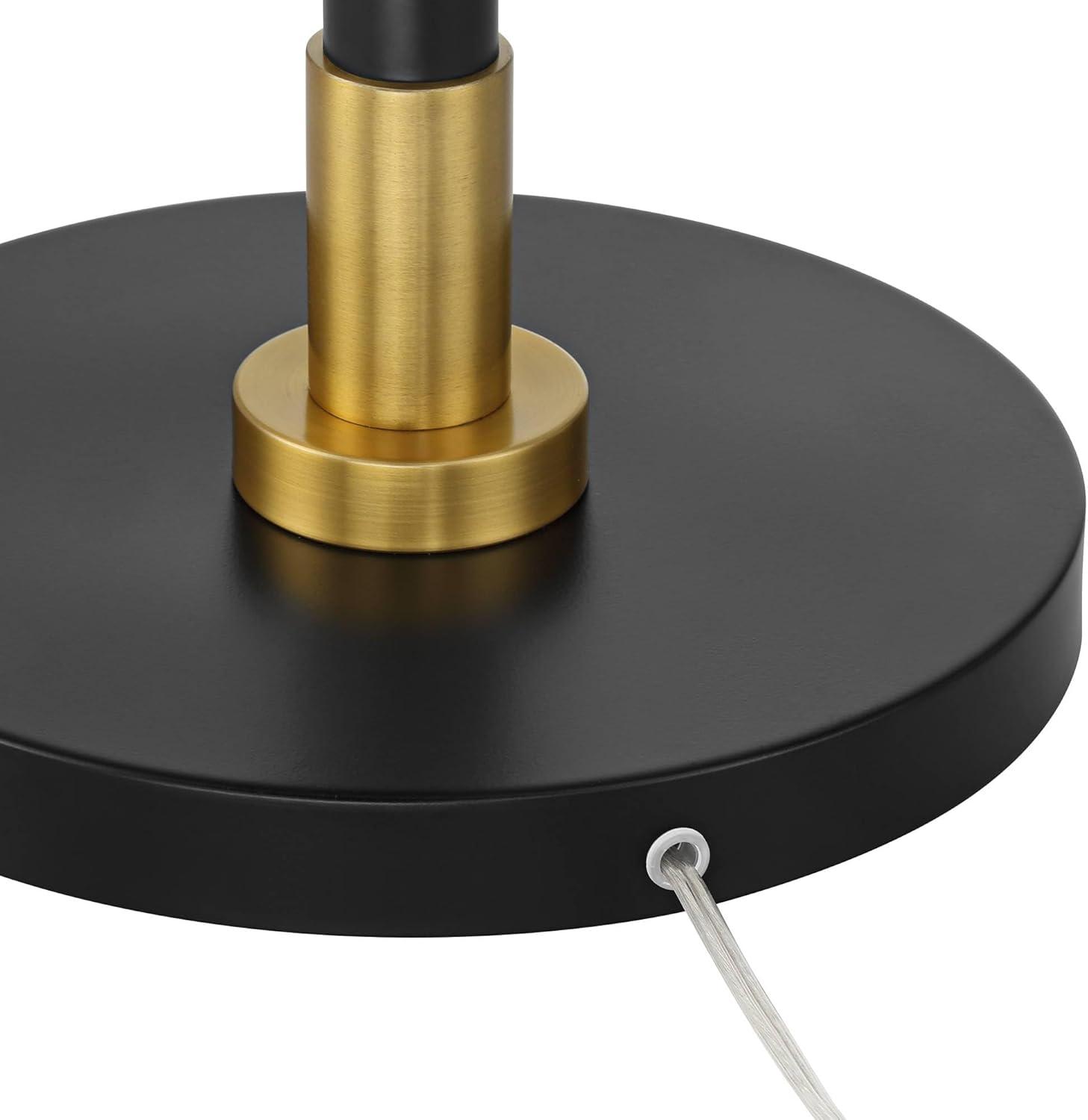 Possini Euro Design Rook Mid Century Modern 66" Tall Standing Floor Lamp Light Curved Chairside Arc with Dimmer Gold Black Metal Living Room Bedroom