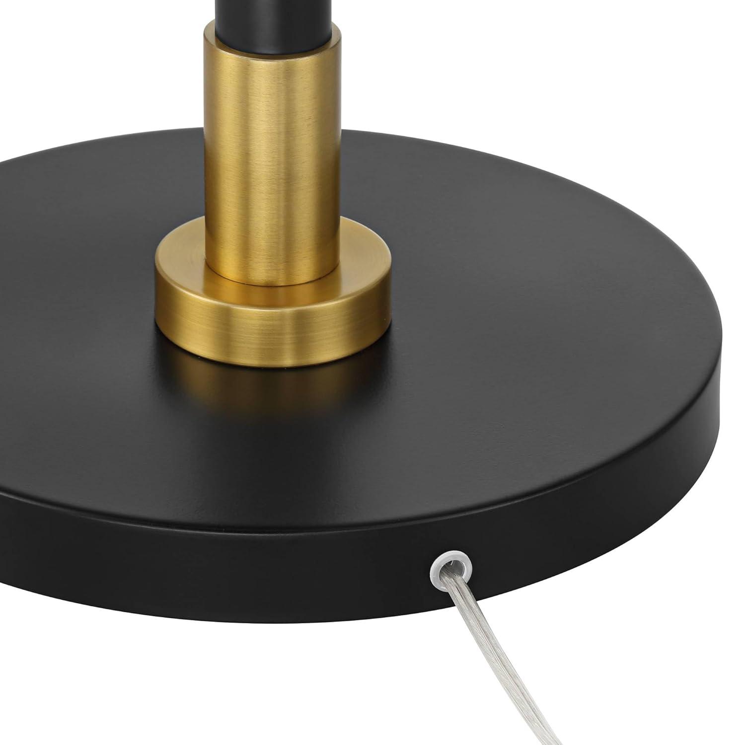 Possini Euro Design Rook Mid Century Modern 66" Tall Standing Floor Lamp Light Curved Chairside Arc with Dimmer Gold Black Metal Living Room Bedroom