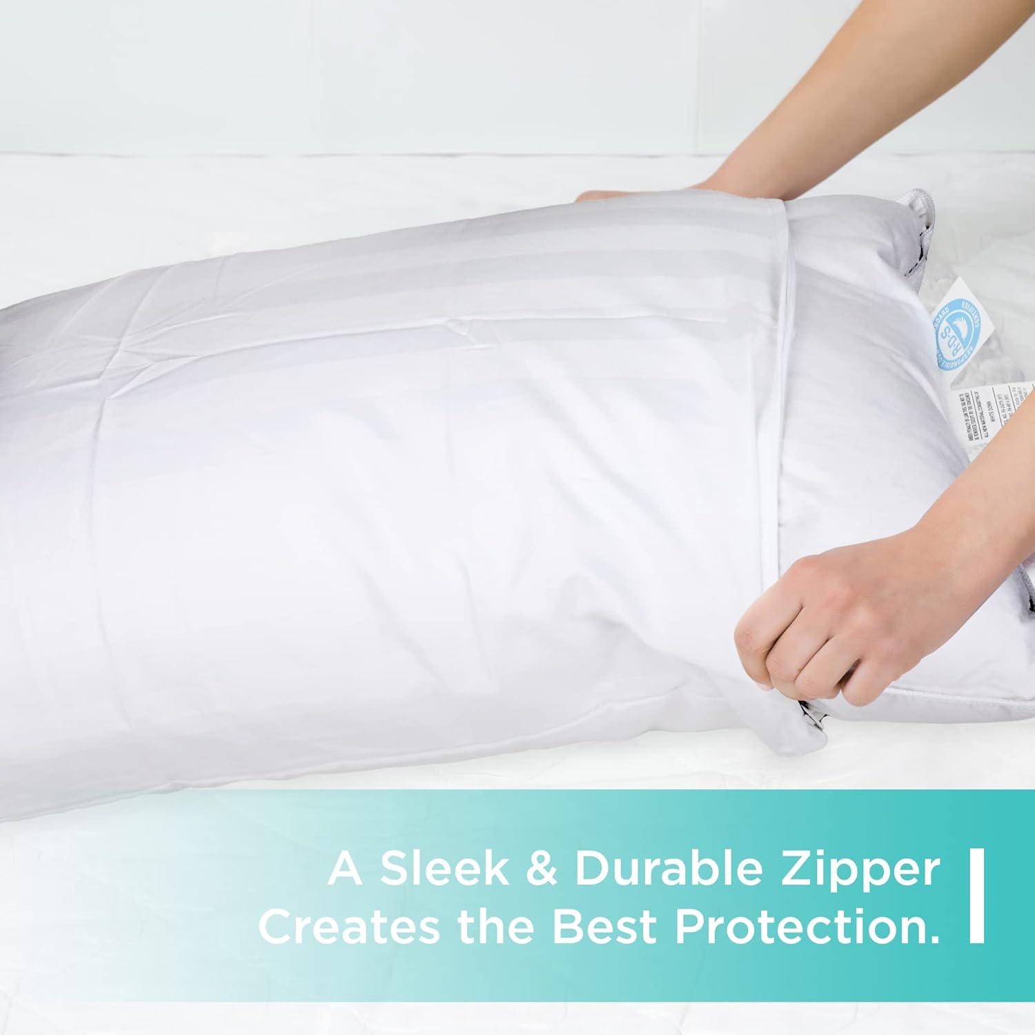 Containental Bedding Damask Zippered 300 Thread Count Cotton Pillow Protector - Standard Size 20x26 Inch Set of 2