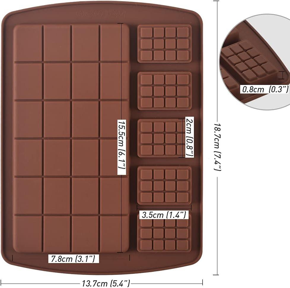 Brown Silicone Nonstick Chocolate and Candy Bar Molds, Set of 6