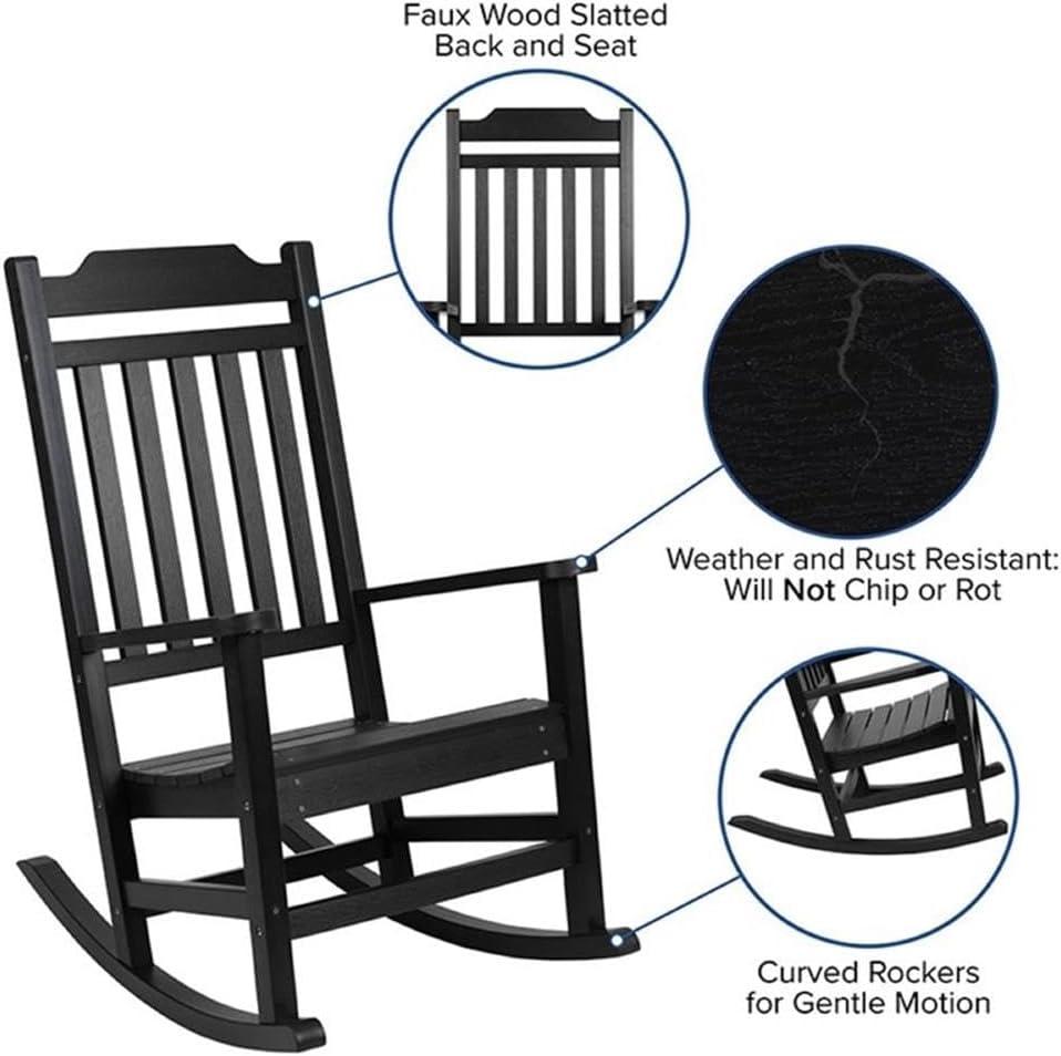 Flash Furniture Winston All-Weather Poly Resin Wood Rocking Chair