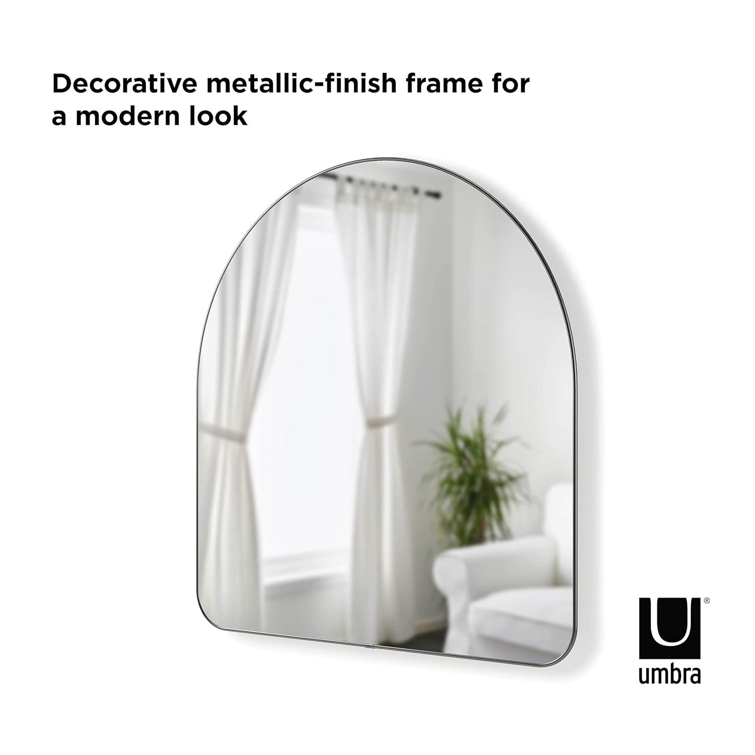 34" x 36" Hubba Arched Mirror Metallic Titanium - Umbra: Modern Oval Wall Mount, No Assembly, Steel Frame