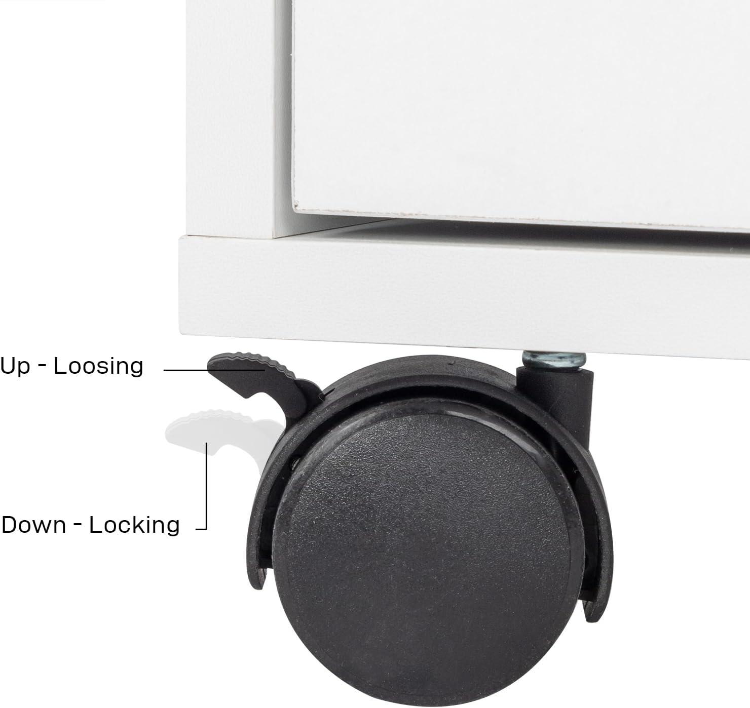 Goujxcy Rolling Nail Table Manicure Table Nail Desk Station, Beauty Salon Nail Station Desk Nail Art Equipment with 4 Drawers & Large Cabinet & Wrist Rest,White