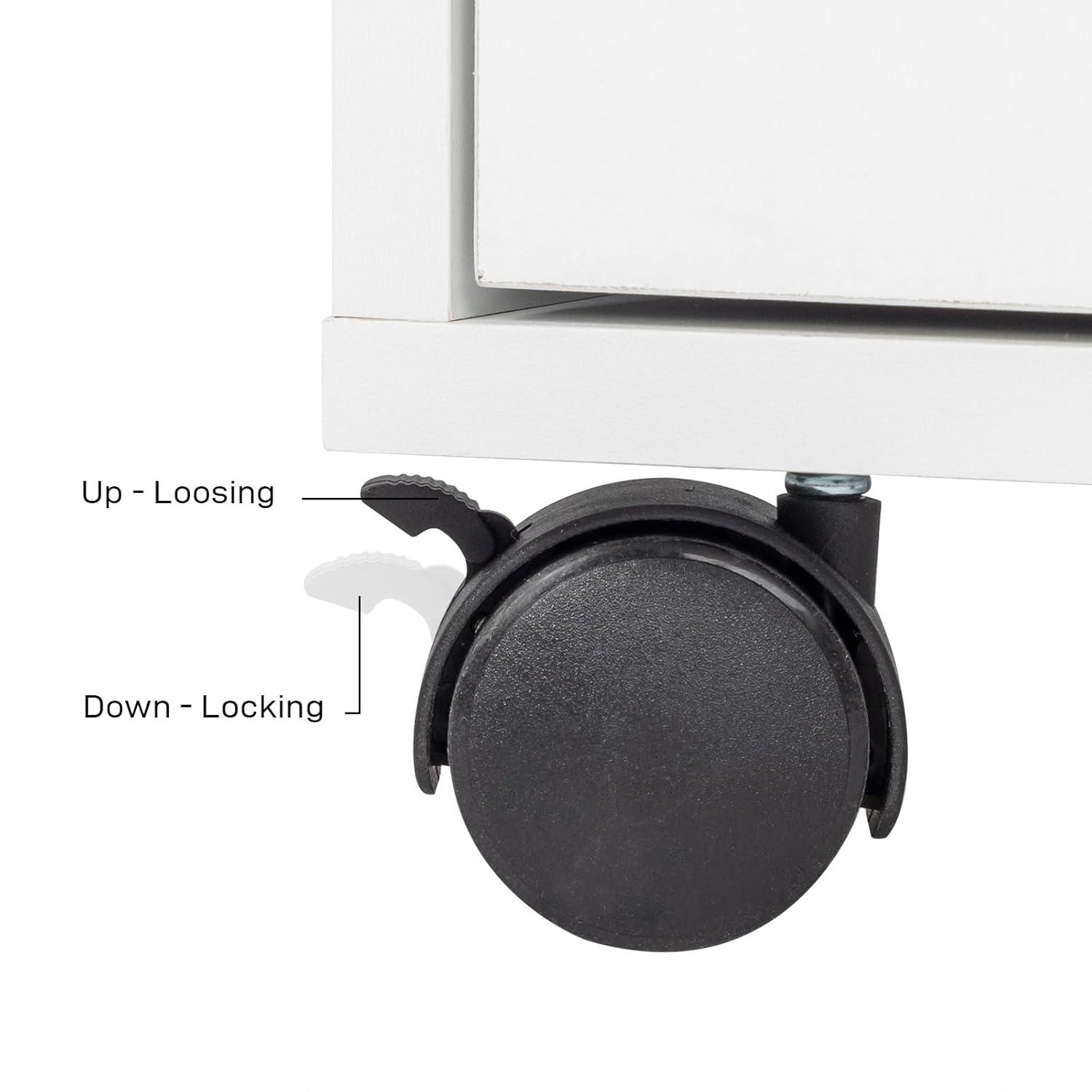 Goujxcy Rolling Nail Table Manicure Table Nail Desk Station, Beauty Salon Nail Station Desk Nail Art Equipment with 4 Drawers & Large Cabinet & Wrist Rest,White