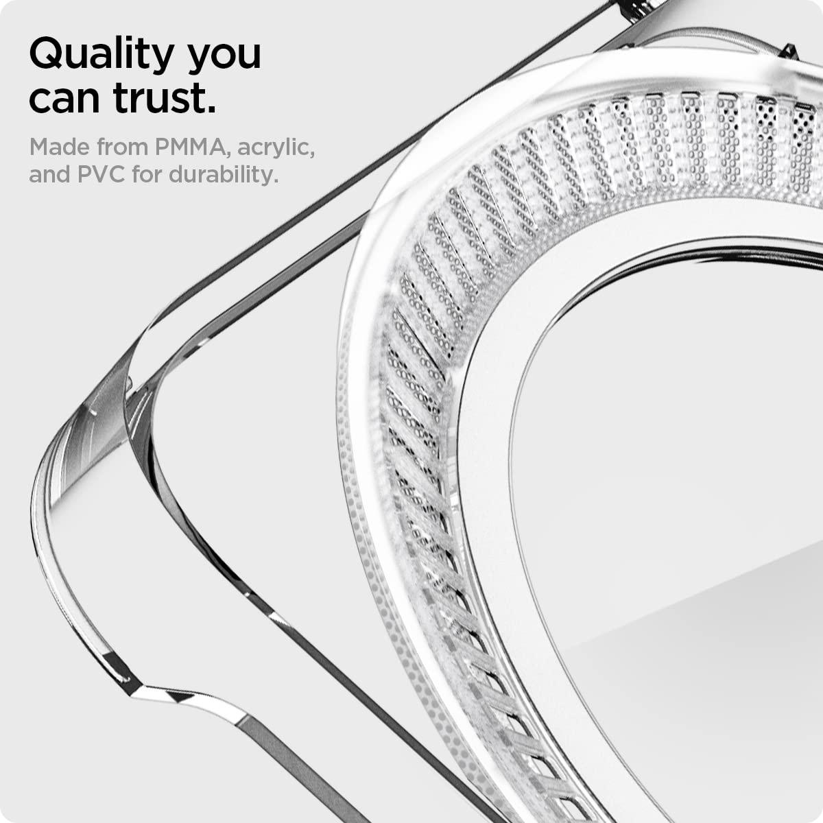 Spigen Mac Studio Stand with Built in Air Filter Designed for M4/M2/M1 Max, M3/M2/M1 Ultra Desktop Mount PVC Dust Prevention Ventilation - Crystal Clear