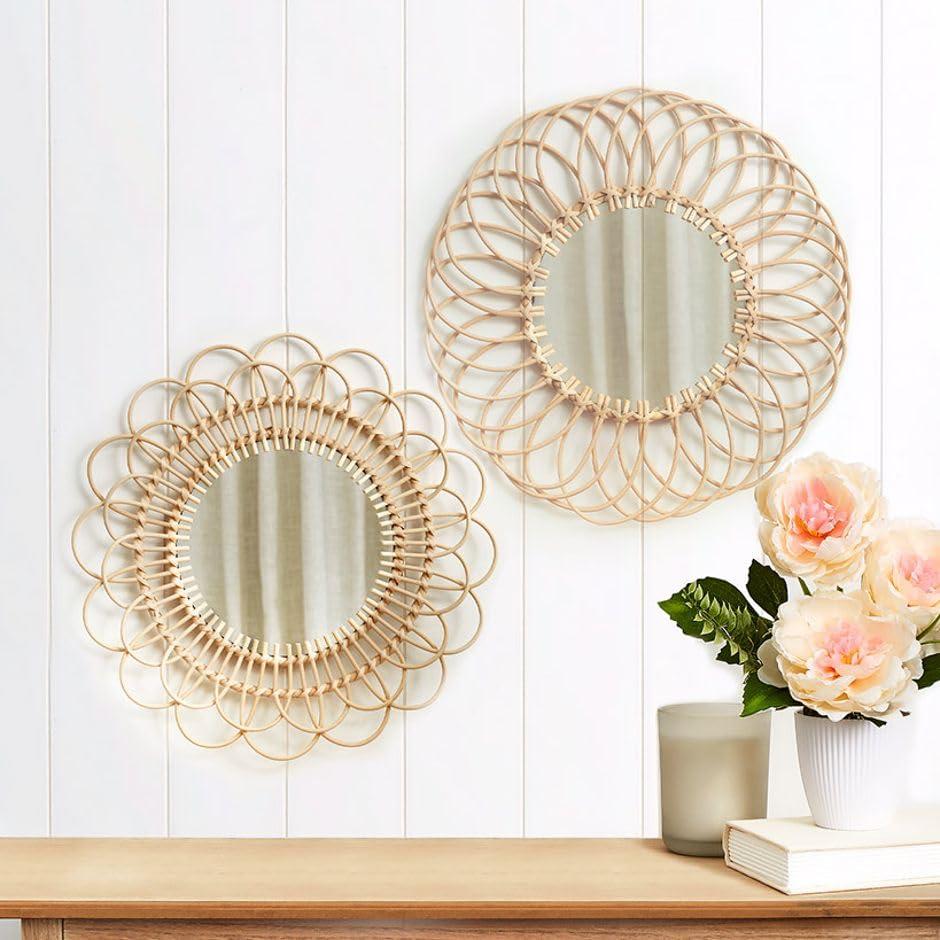 Round Natural Rattan Mirror - Round