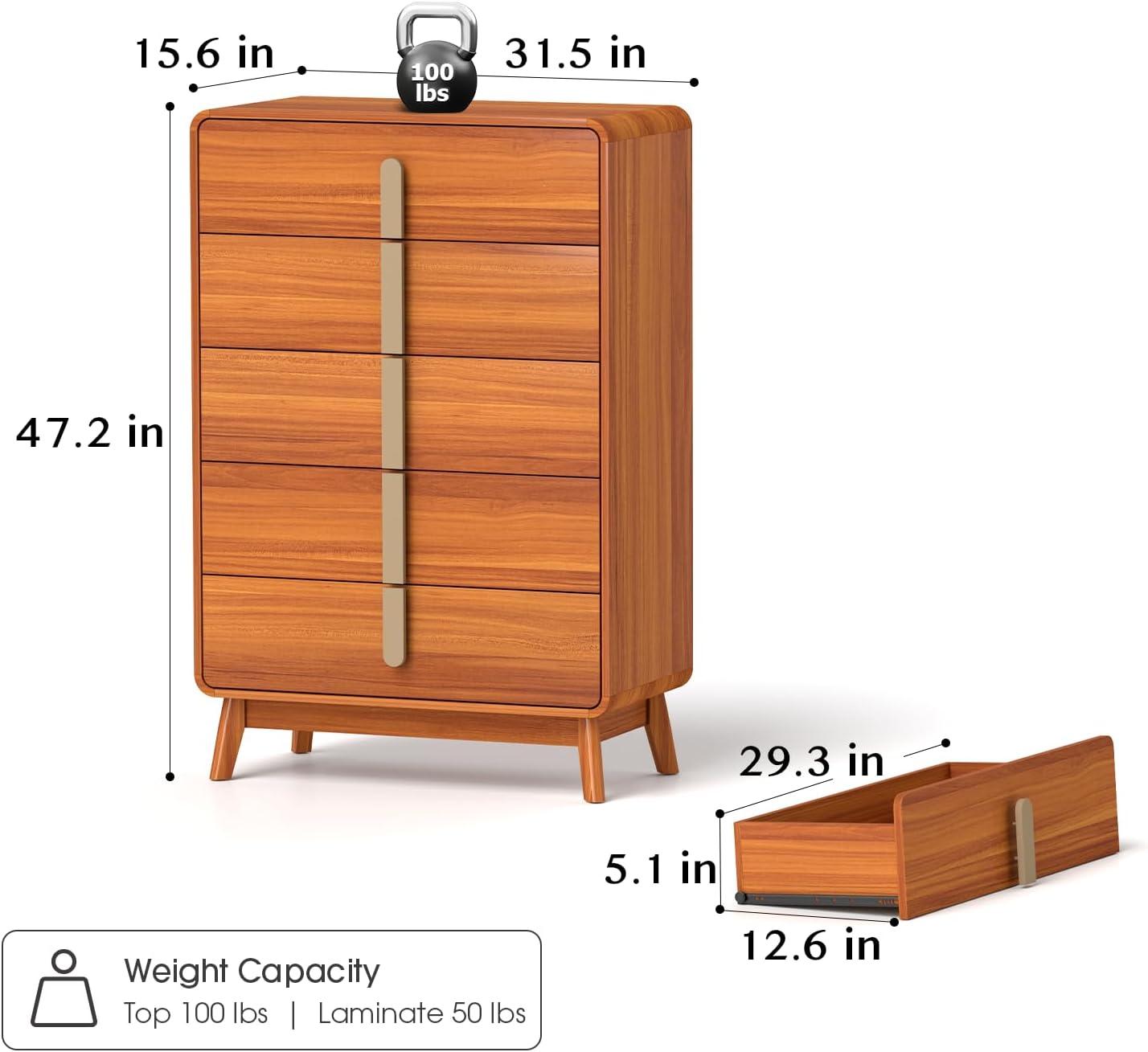 George Oliver Mid Century Modern 5 Drawer Dresser