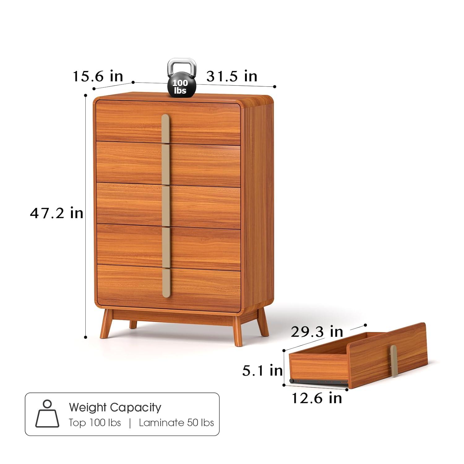 George Oliver Mid Century Modern 5 Drawer Dresser