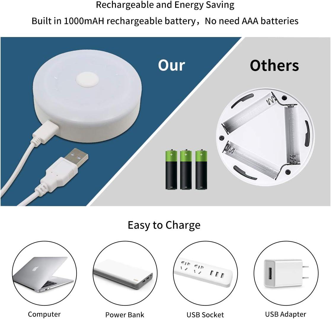 BASON LIGHTING Rechargeable Puck Lights with Remote, Color Changing Lights, Under Cabinet led Lighting, RGB Wireless Light for Kitchen, Closet, Display Case, 2 Pack