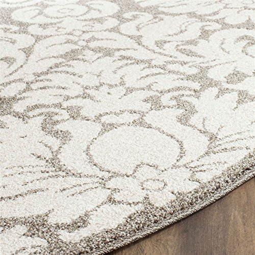 Amherst AMT427 Power Loomed Area Rug - Dark Grey/Beige - 7' Round - Safavieh.