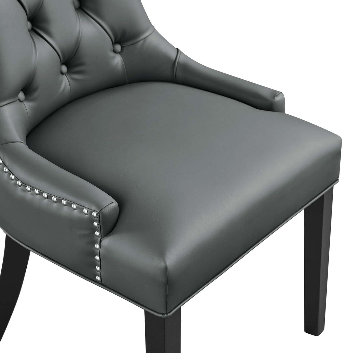 Modway Regent Vinyl Dining Chair Black: Upholstered, Wood Frame, Spot Clean, No Tools Assembly