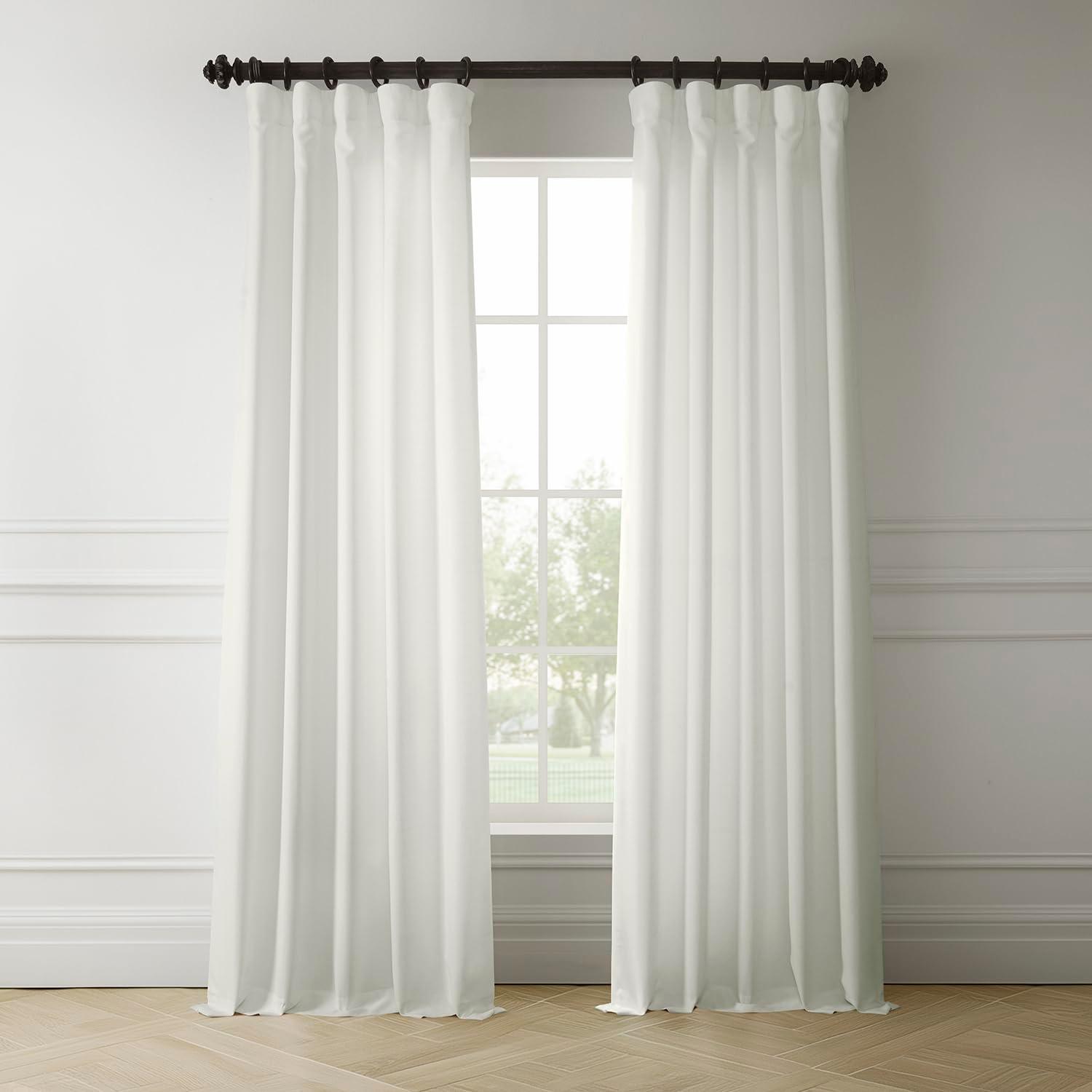 HPD Half Price Drapes Magnolia Off White Italian Faux Linen Room Darkening Curtains with Rod Pocket - 1 Panel - Window Curtains for Living Room & Curtains for Bedroom, 50W X 84L
