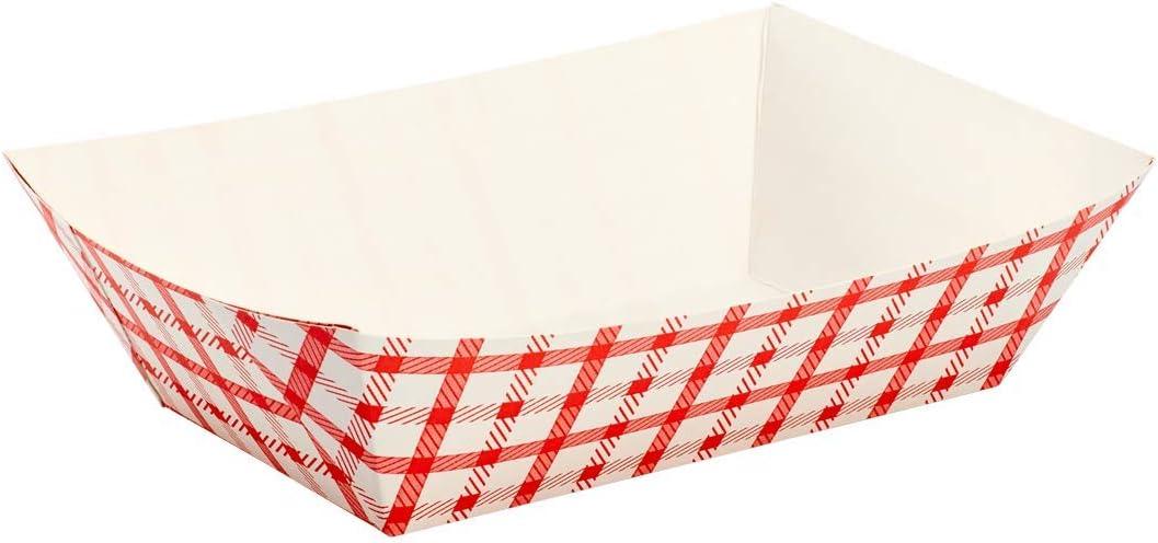 Karat [3 lb - 500 Pack] Paper Food Boat, White and Red Nacho Tray (FP-FT300G)