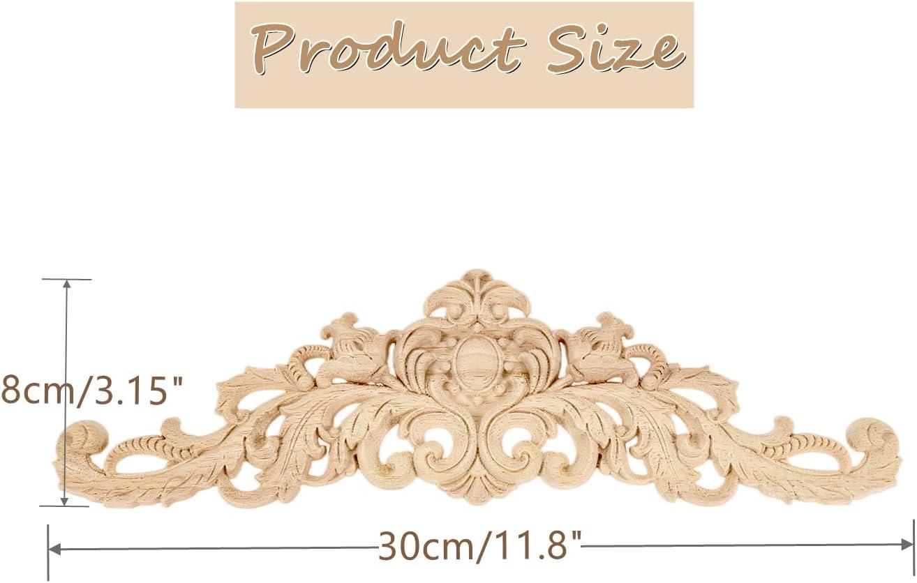 Unpainted Wood Carved Decorative Corner Appliques, 30x8cm