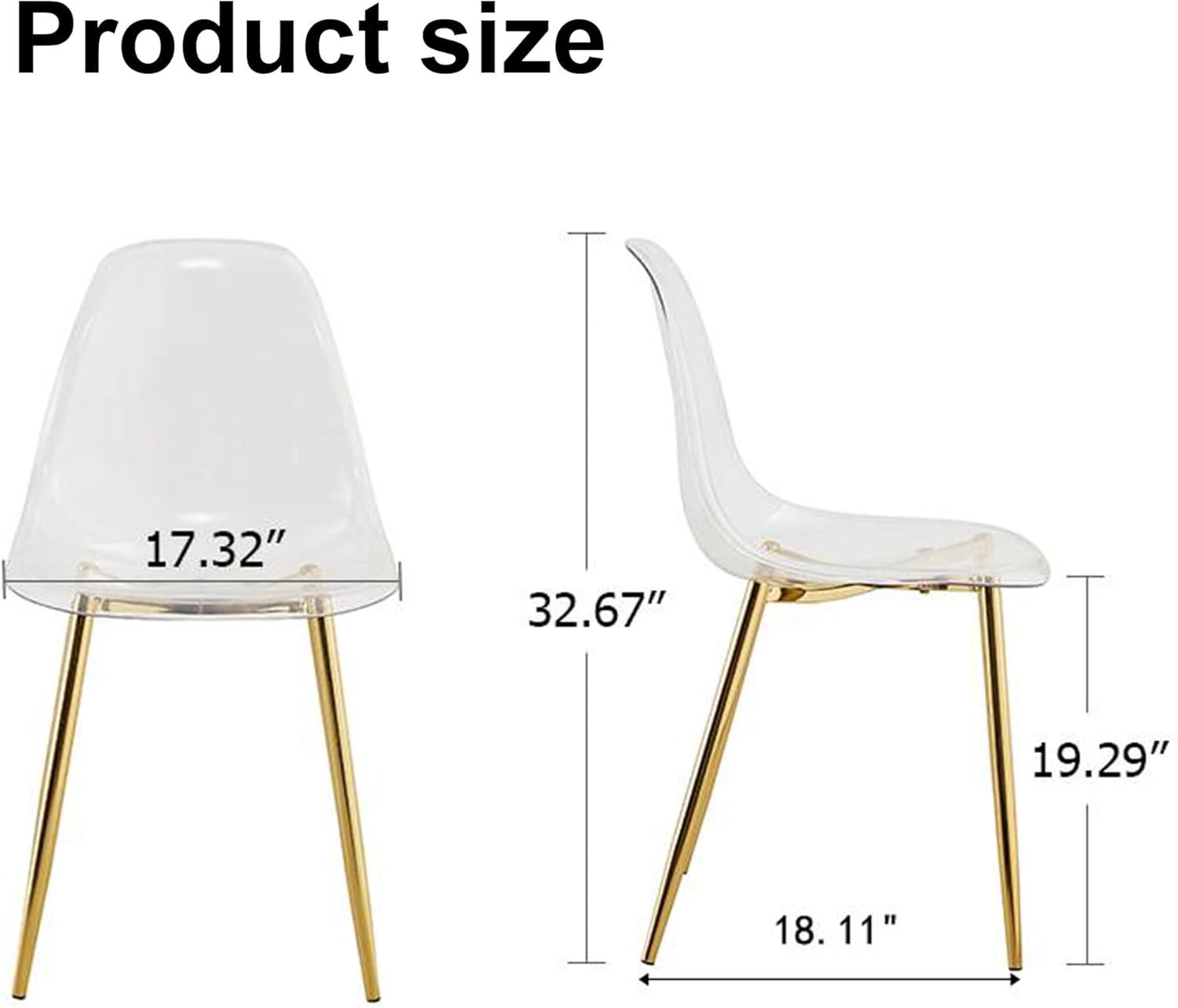 Clear Acrylic Side Chair with Golden Metal Legs