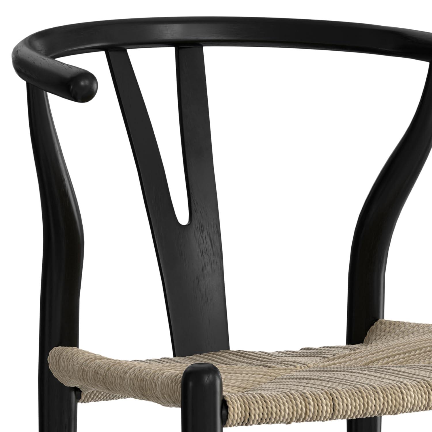 Simpli Home Chocolate Solid Wood Dining Chair with Y-Back Design in Mid-Century Modern Style (Set of 2) (Set of 2)