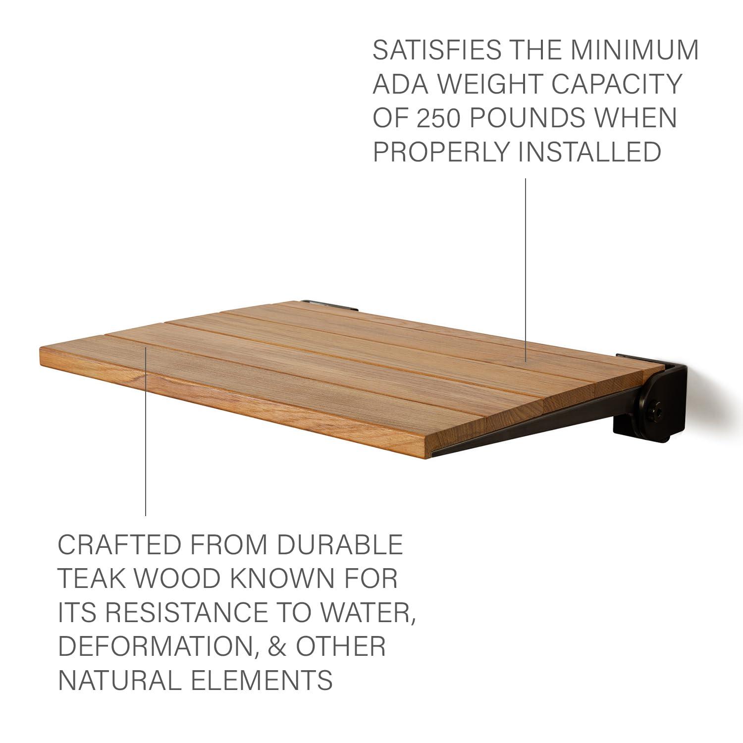 SlimLine Teak Wood Folding Shower Bench Seat