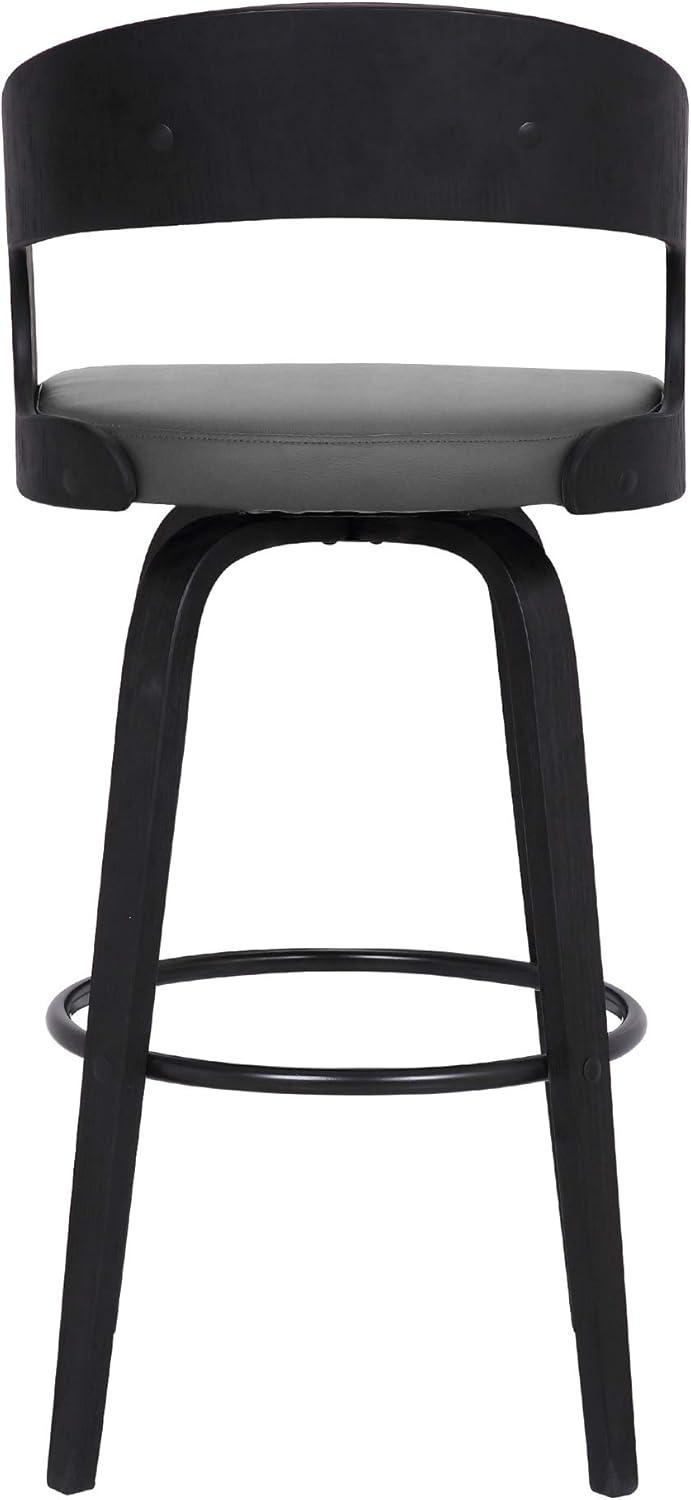 Shelly Black Wood and Metal Swivel Counter Stool