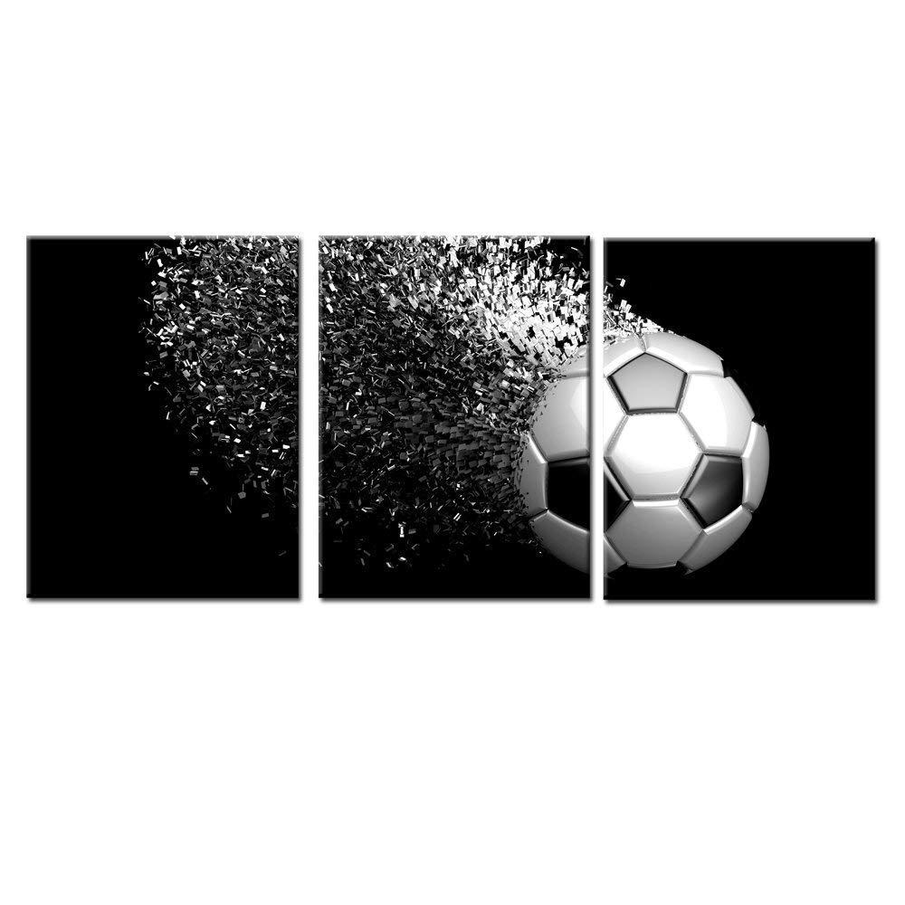Black and White Soccer Ball Canvas Print Set for Kids' Room