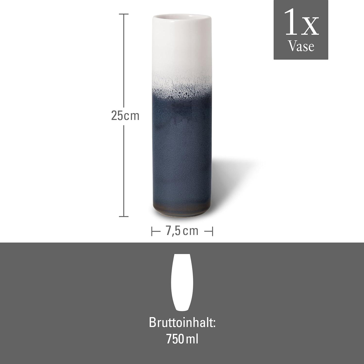 Tall Blue and White Ceramic Table Vase