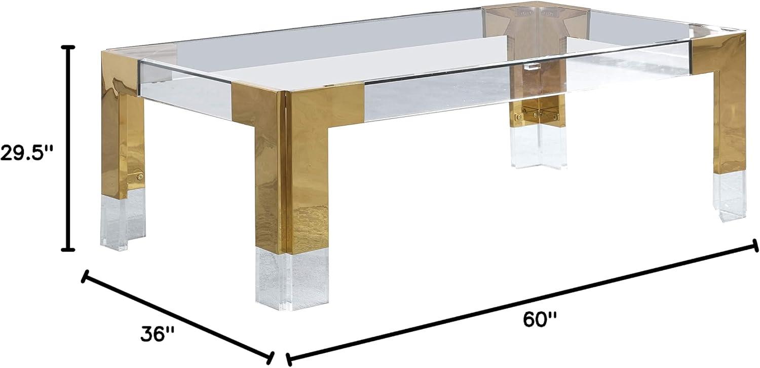 Meridian Furniture Casper Gold Stainless Steel and Acrylic Dining Table