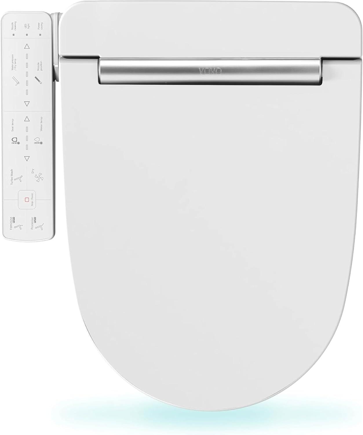 VOVO Stylement VB-3100SR Electronic Smart Toilet Bidet Seat, Heated Seat, One Piece Bidet Toilet Seat, Round - White