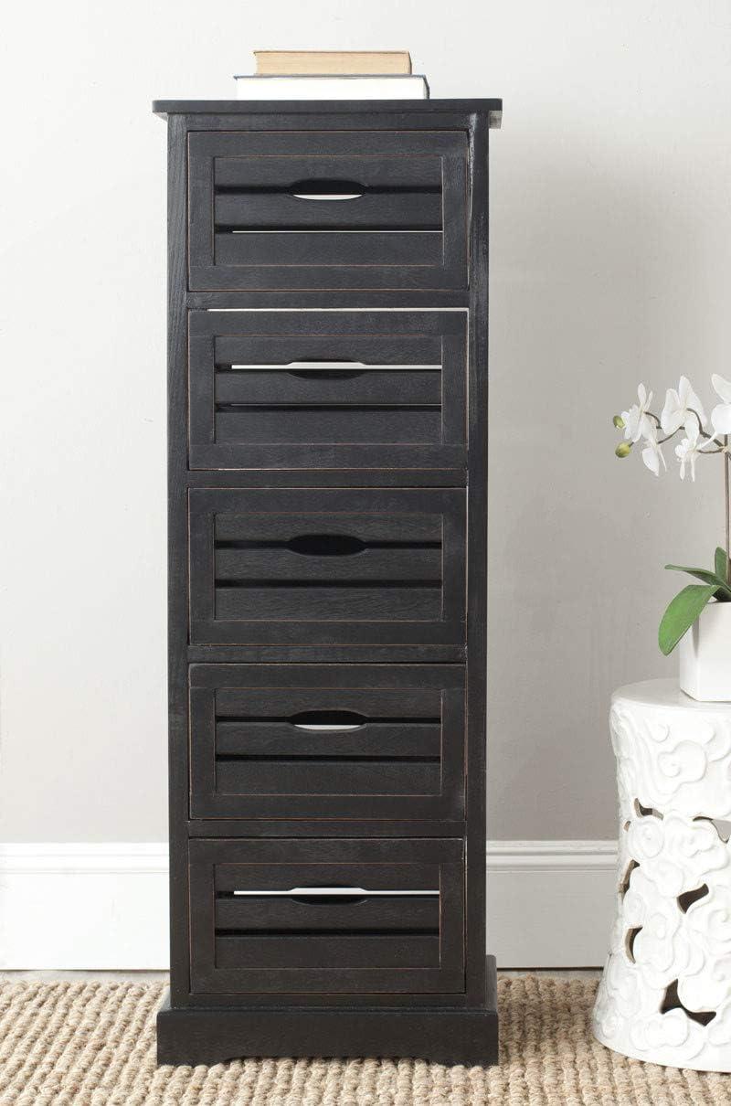 Samara 5 Drawer Cabinet - AMH5714 - Distressed Black - Safavieh Couture