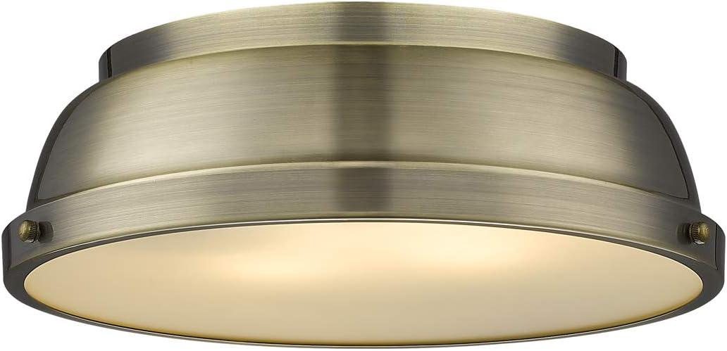 Golden Lighting Duncan 2-Light Flush Mount in Aged Brass with Aged Brass