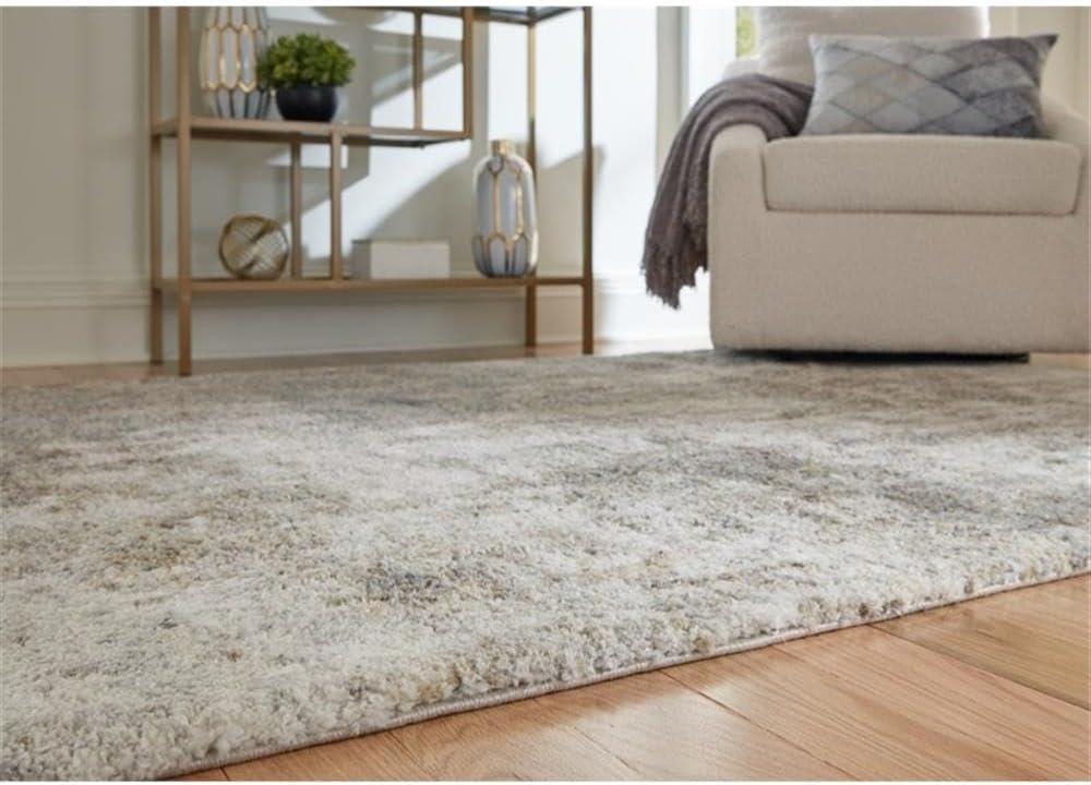 Signature Design by Ashley Pearidge Casual 7'11" x 10' Machine Woven Cloudy Abstract Pattern Large Area Rug, High Pile, Brown, Beige, Gray, & White