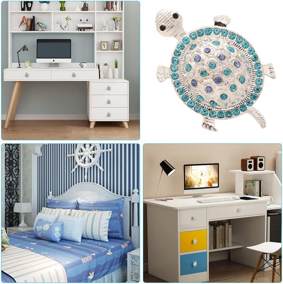 Drawers Knobs Cabinet Knobs, 4 Pcs Turtle Cabinet Knob Marine Animal Sea Turtle Shape Knobs Wardrobe Cupboard Closet Single Hole Pull Handle