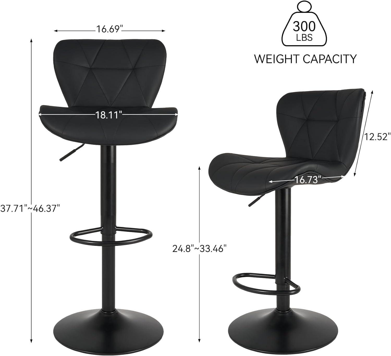 Set of 2 Barstools Swivel Counter Height Bar Stools PU Armless Adjustable Chairs