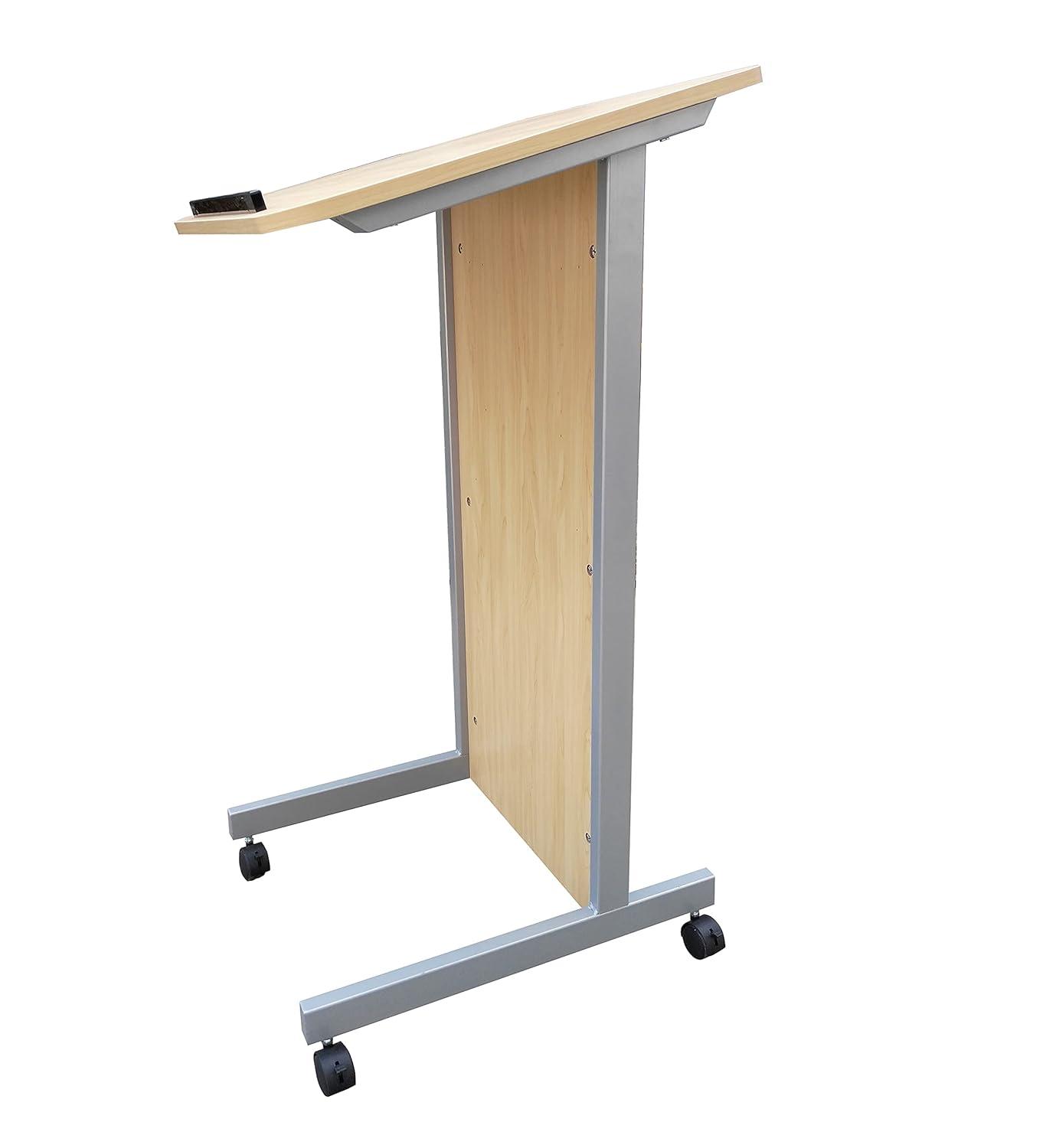 FixtureDisplays® Floor Standing Pulpit Lectern Podium w/Casters, Heavy Duty Steel Frame, Rolling Podium 21307-MAPLE