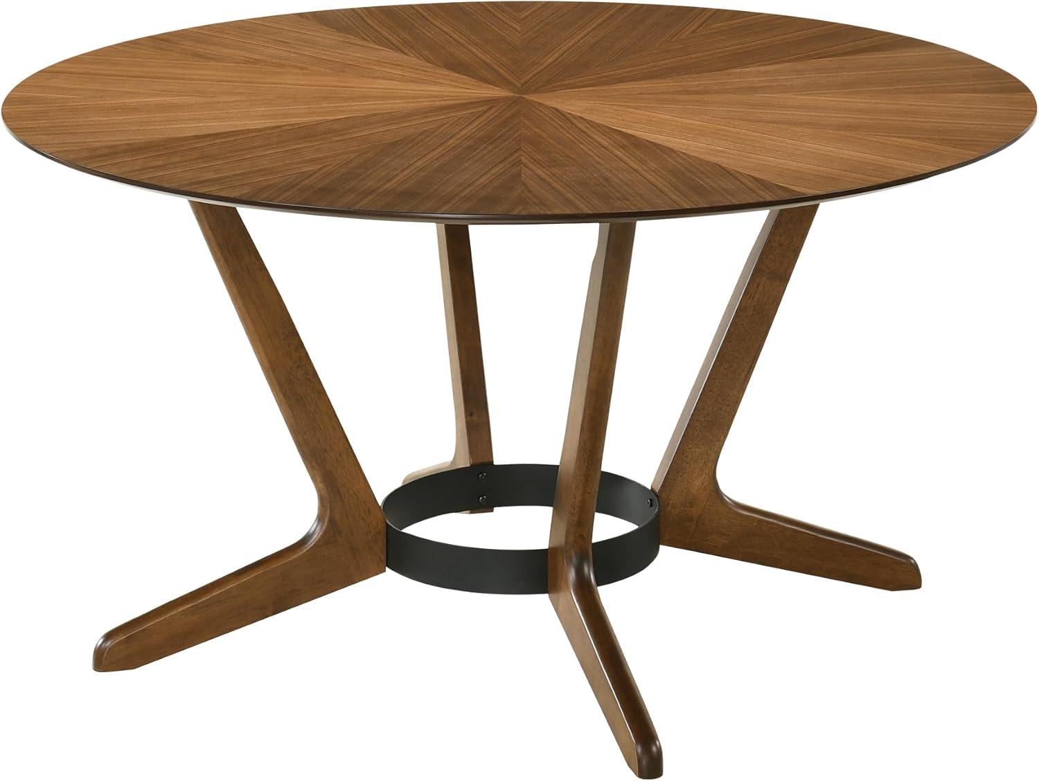 Santana Round Wood Dining Table in Walnut Finish