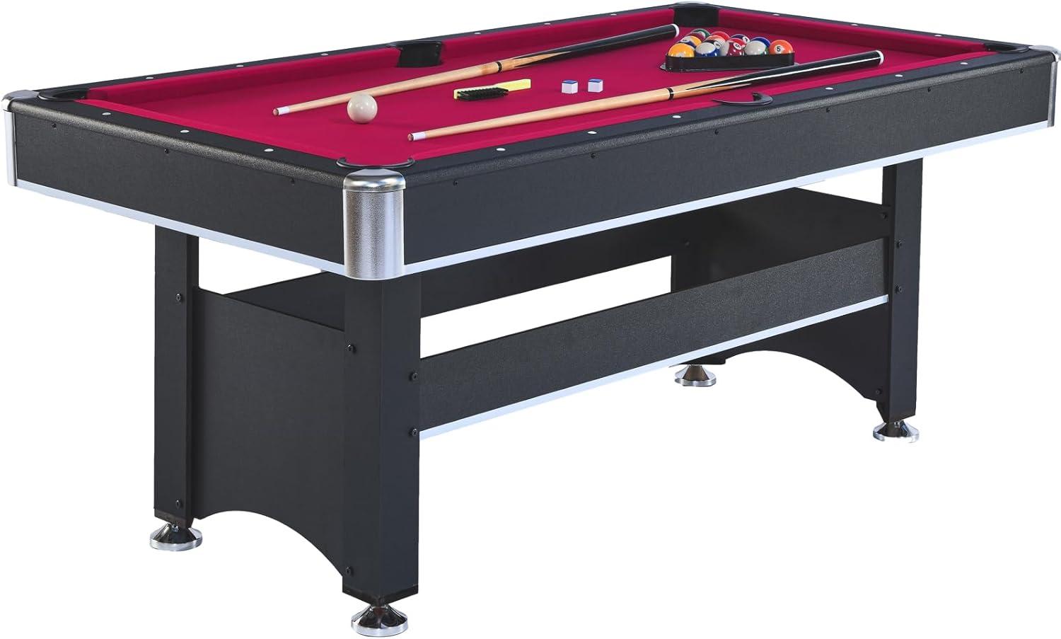 6-Foot Black and Red 2-in-1 Pool and Ping Pong Table