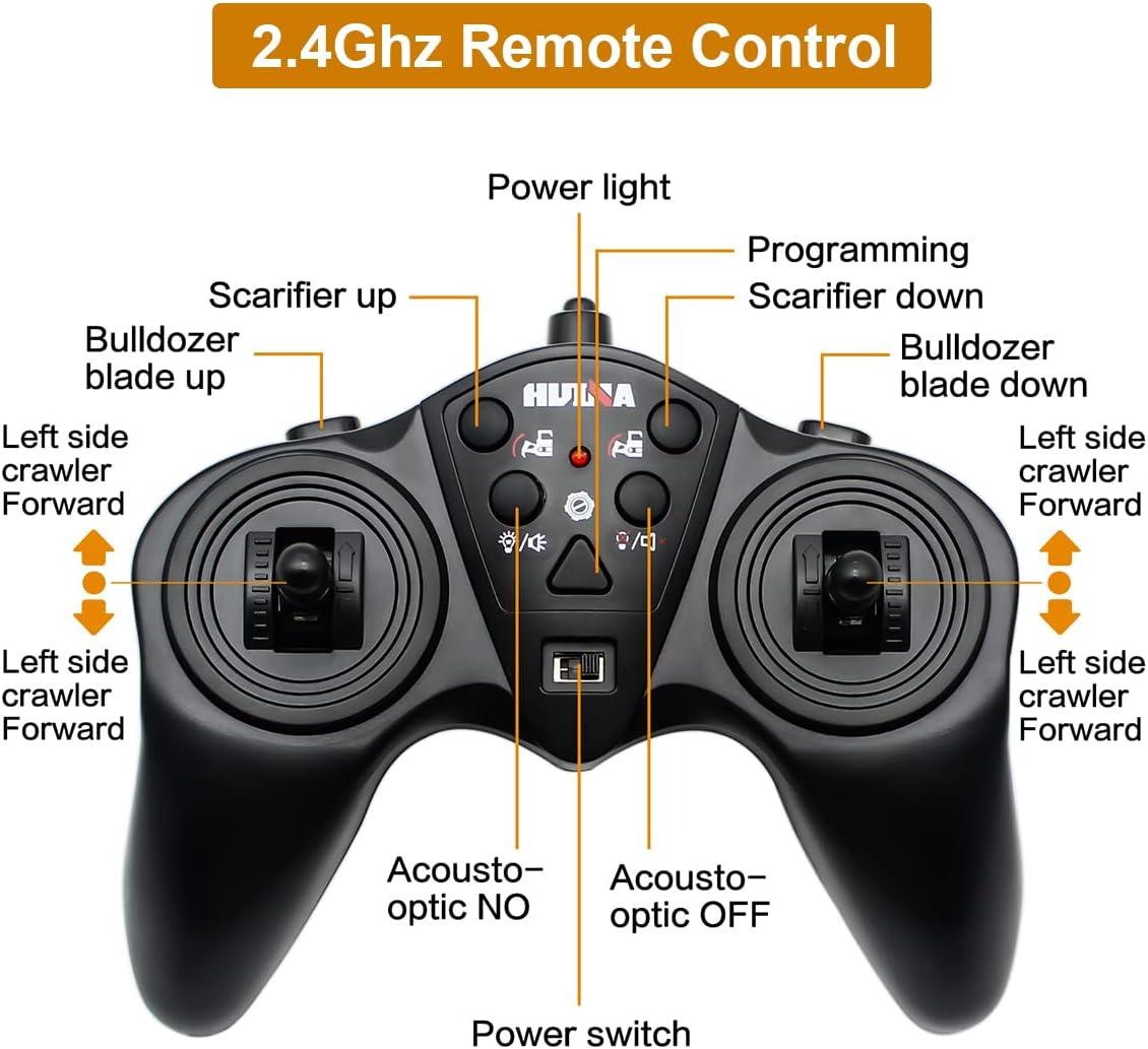 Fisca 1/16 Remote Control Bulldozer Toys for Kids, Children RC Dozer Front Loader Tractor Construction Vehicles