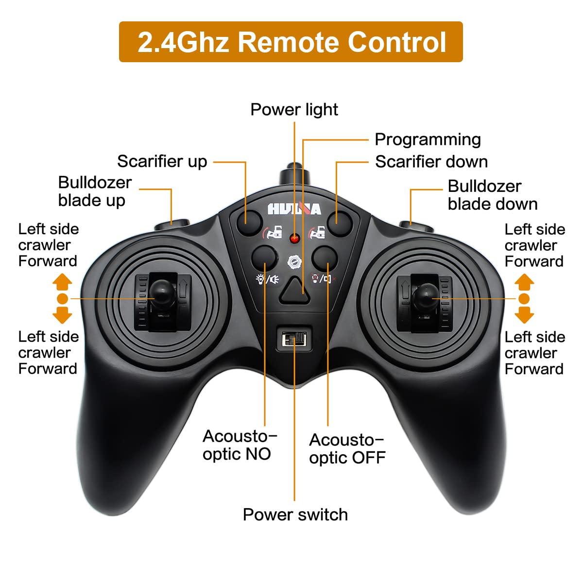 Fisca 1/16 Remote Control Bulldozer Toys for Kids, Children RC Dozer Front Loader Tractor Construction Vehicles