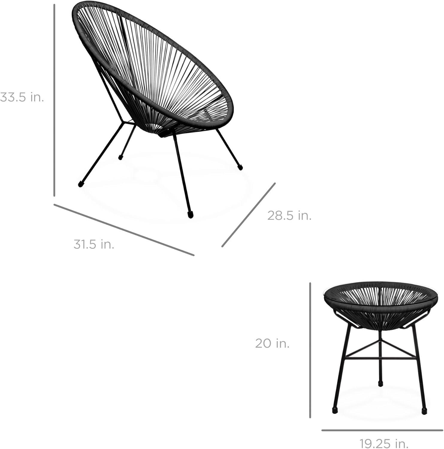 Best Choice Products 3-Piece All-Weather Patio Acapulco Bistro Furniture Set w/ Rope, Glass Top Table - Natural