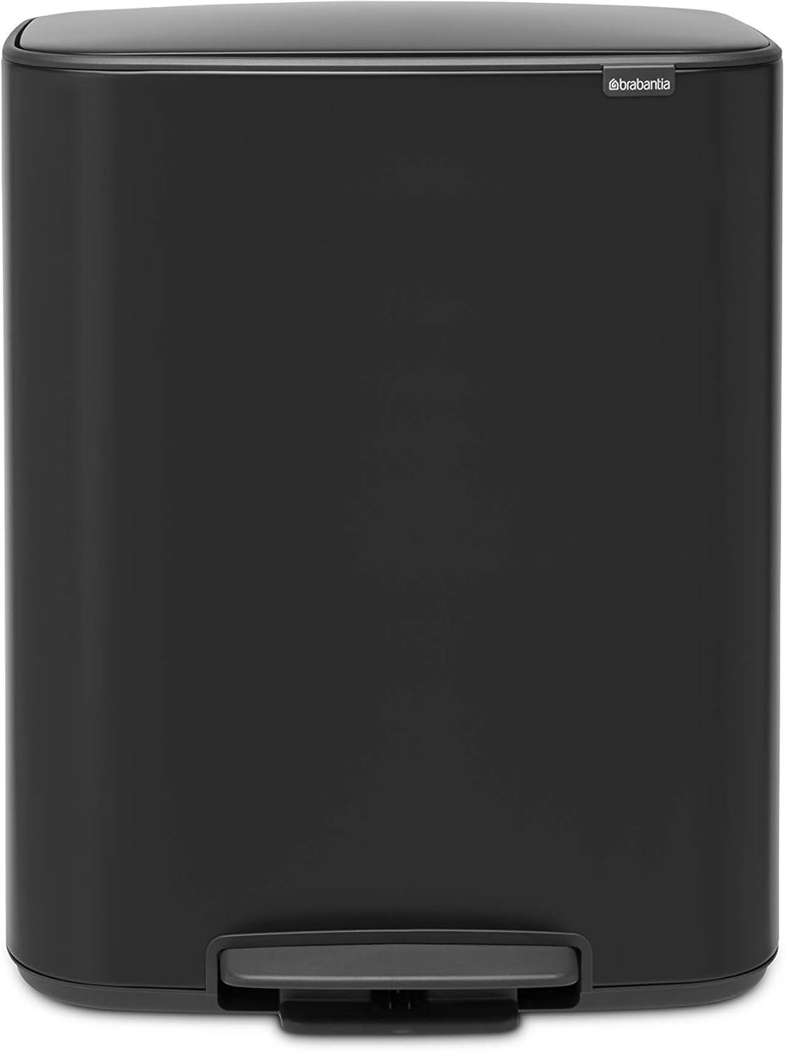 Brabantia Bo Step On Trash Can, Matte Black, 16 Gallon
