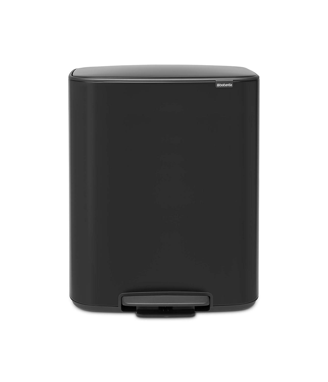 Brabantia Bo Step On Trash Can, Matte Black, 16 Gallon
