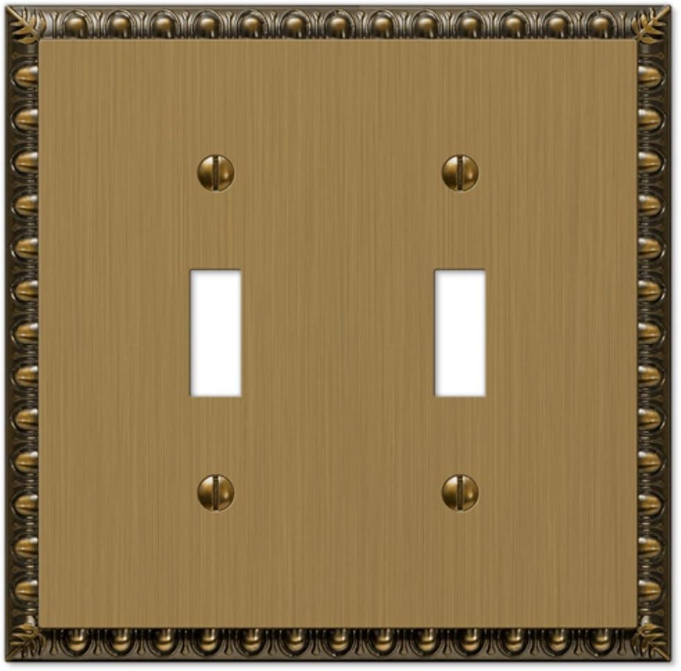 Brushed Brass Double Toggle Cast Metal Wallplate