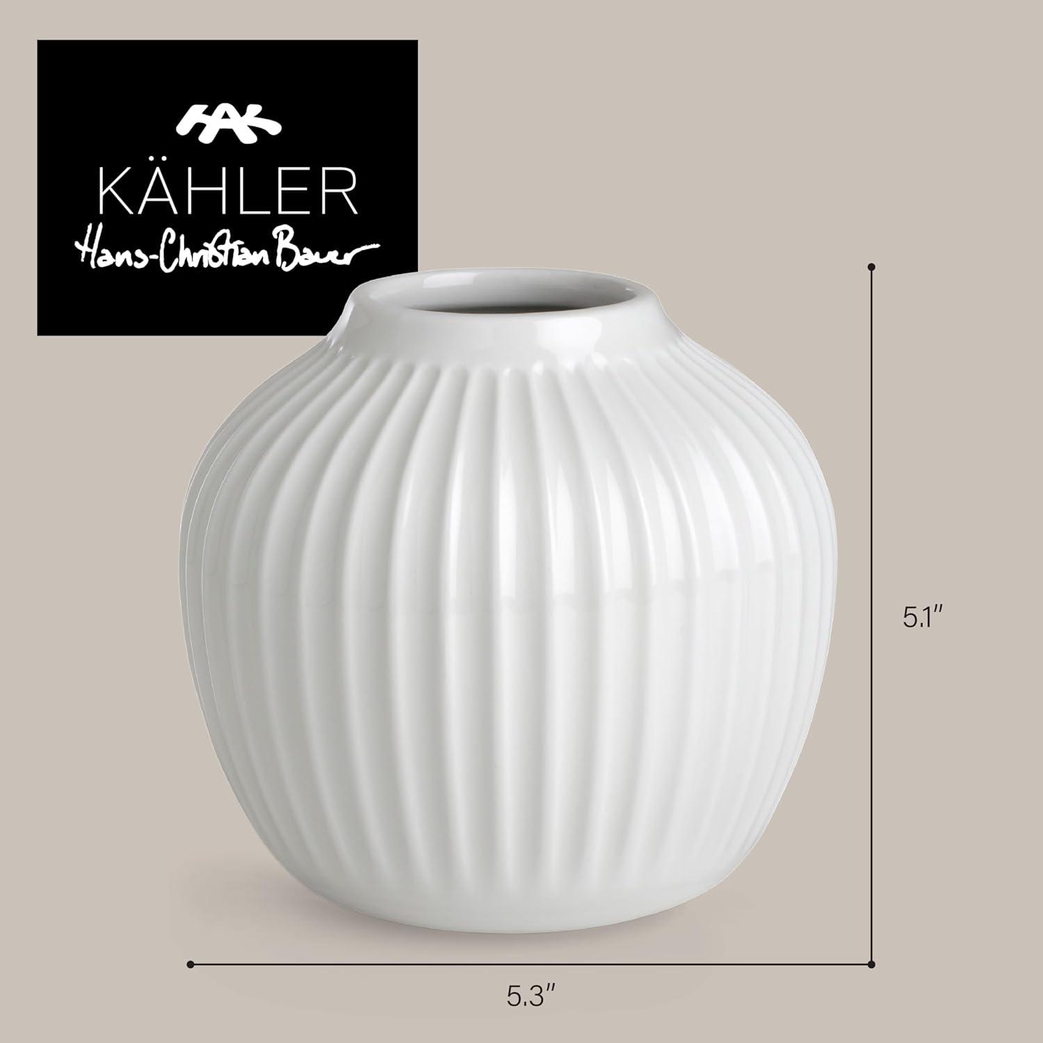 White Porcelain Grooved Round Table Vase