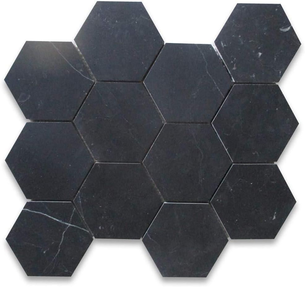 Nero Marquina Black Marble Hexagon Mosaic Tile for Kitchen and Bathroom