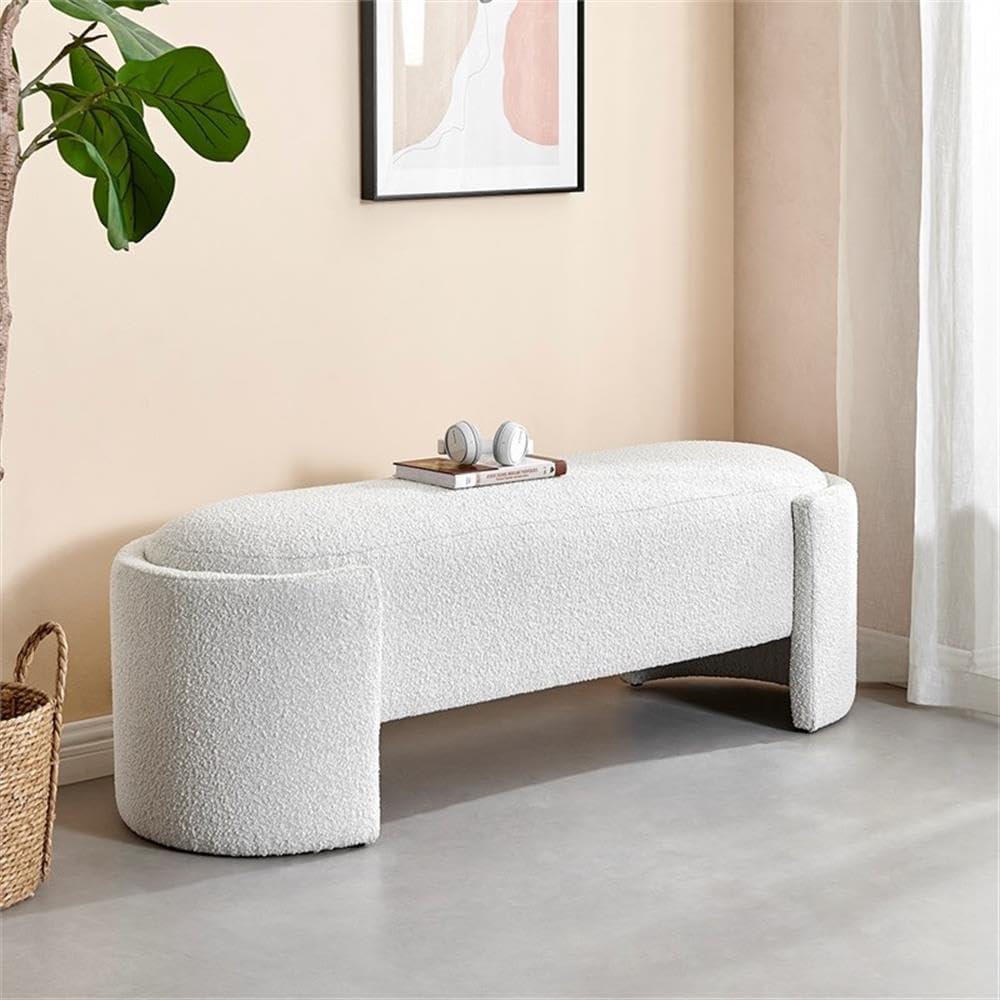 Felicia Boucle Beige Oval Bench