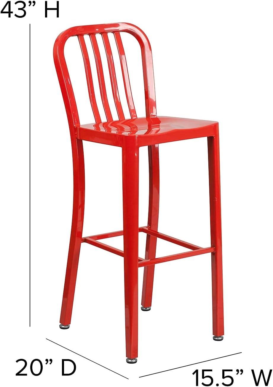 Flash Furniture Commercial Grade 30" High Metal Indoor-Outdoor Barstool with Vertical Slat Back