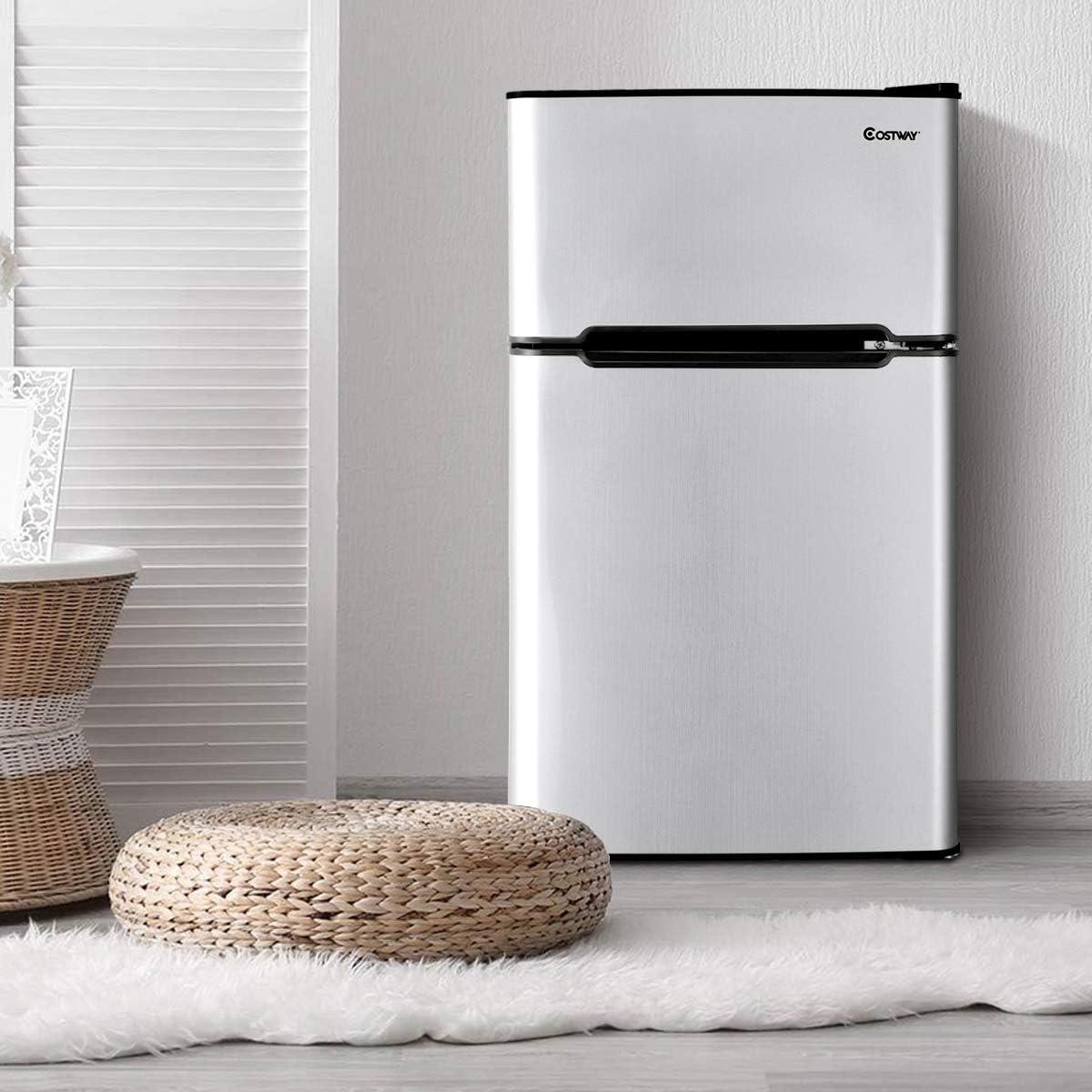 Costway Costway 3.2 Cubic Feet Portable Freestanding Mini Fridge with Freezer