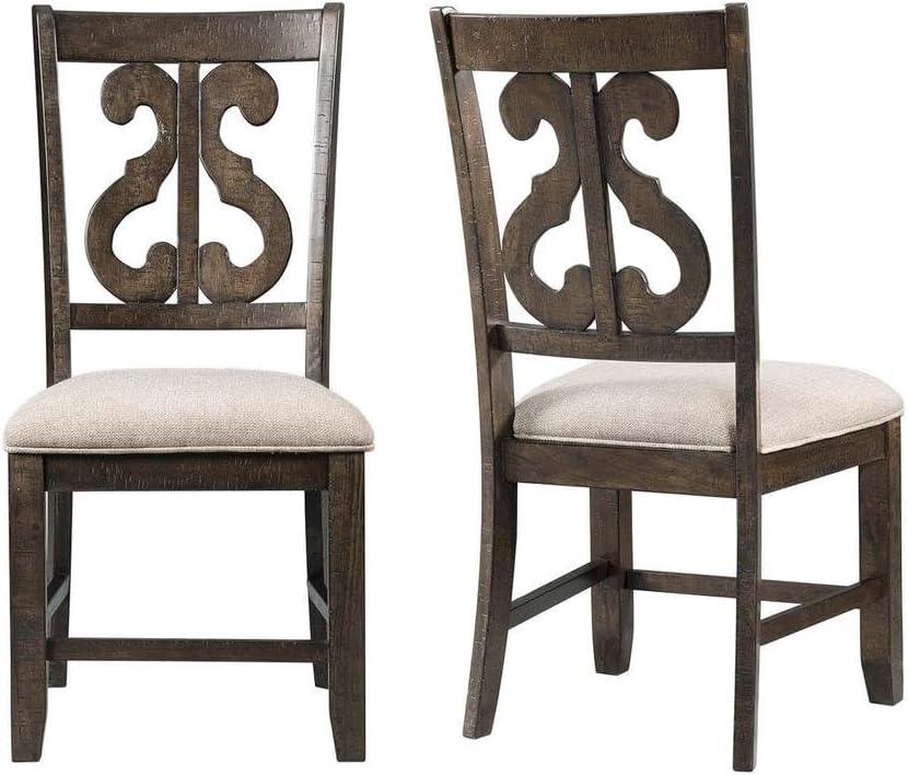 Stanford Wooden Swirl Back Chair Brown - Picket House Furnishings: Mid-Century Modern, Upholstered Seat