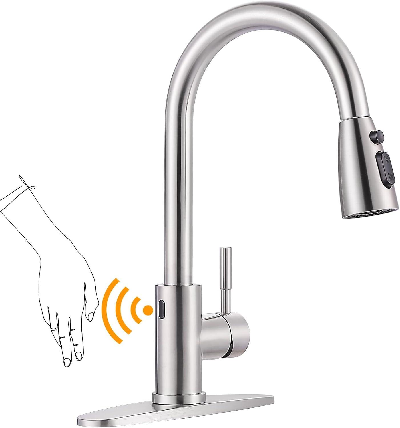 Stainless Steel Touchless Kitchen Faucet with Sprayer