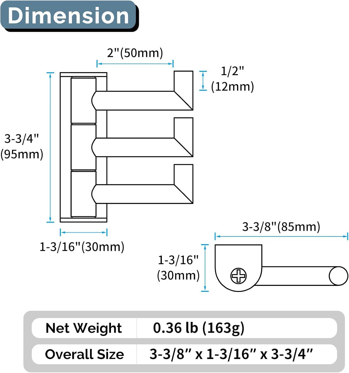 Wall Mounted Stainless Steel Triple SwivelTowel Hook